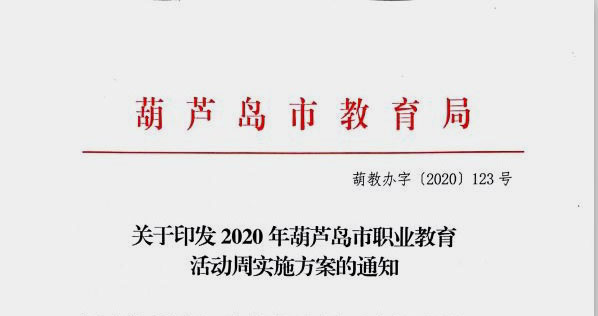 葫芦岛市教育局关于印发2020年职业教育活动周实施方案的通知